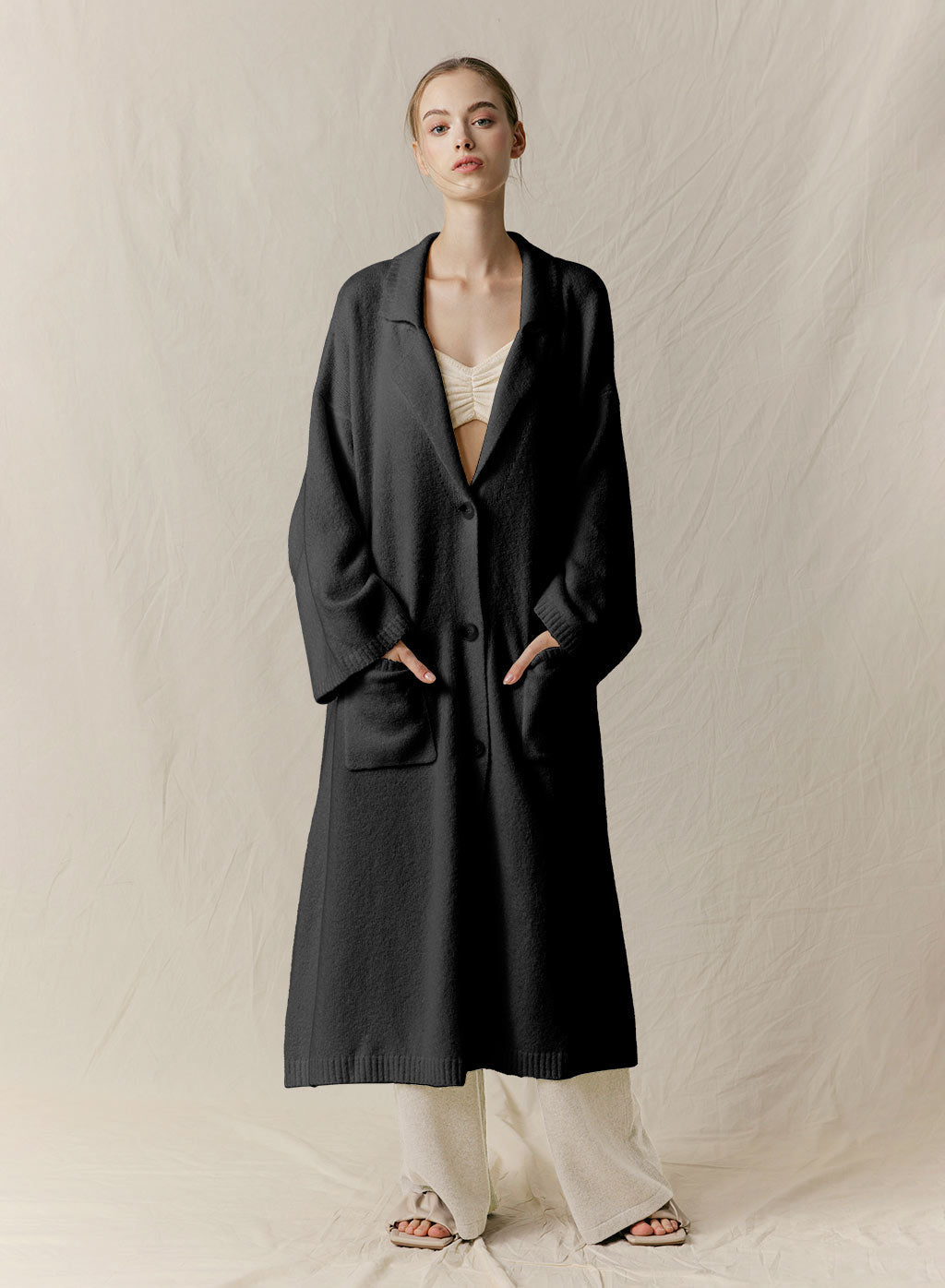 Jersey-Knit Wool Coat
