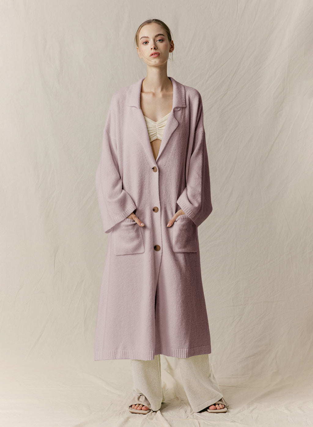 Jersey-Knit Wool Coat