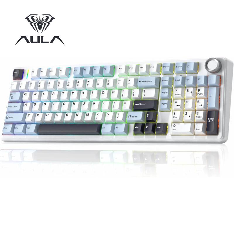 Aula F99 Pro Hot-Swappable Mechanical Keyboard, Tri-Mode RGB Gaming Keyboard with Numpad & Multifunction Knob for Mac/PC