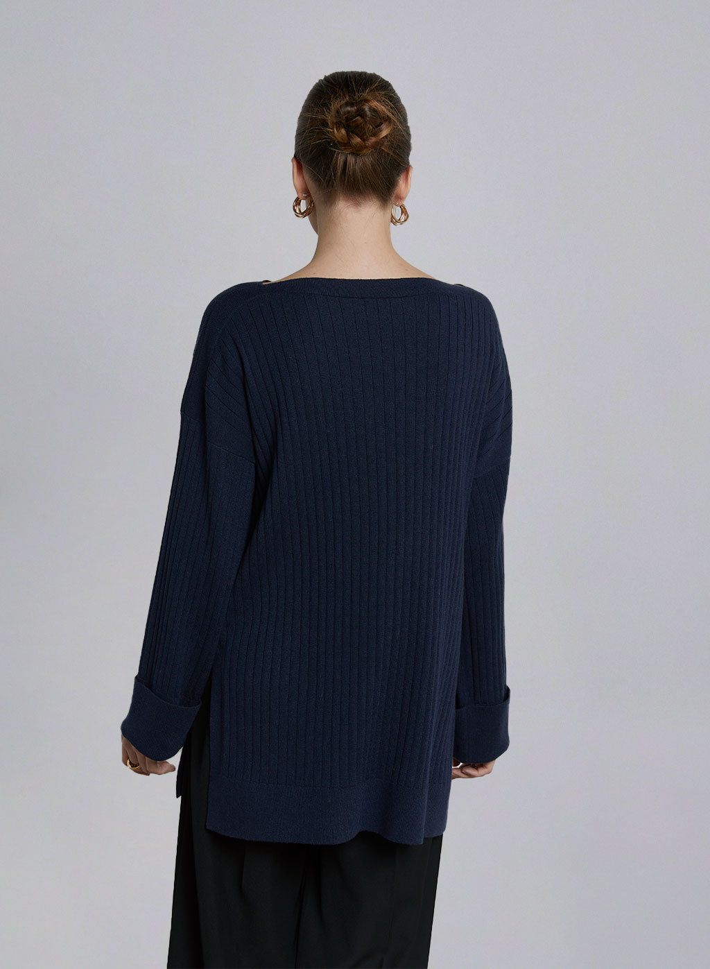 Knitted Boatneck Long Sleeve Top