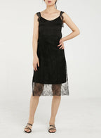 Lace Trim Slip Tencel Dress