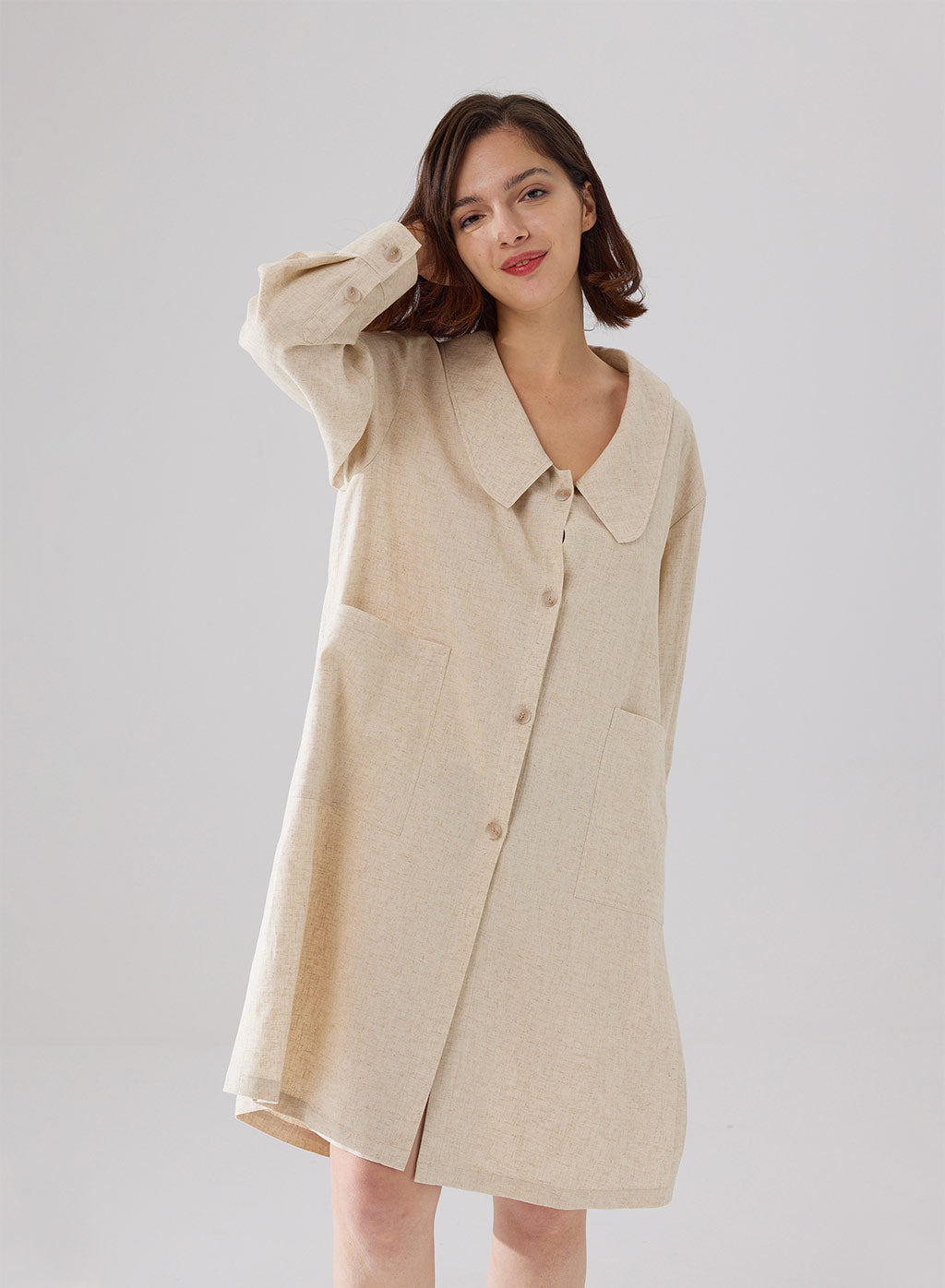 Lapel Collar Shirt Dress