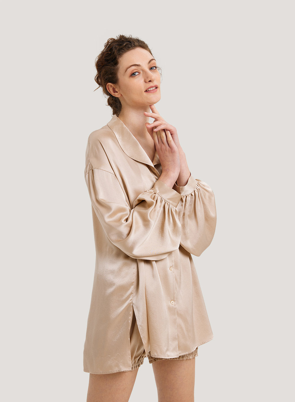 Relaxed Silk Pajama Top