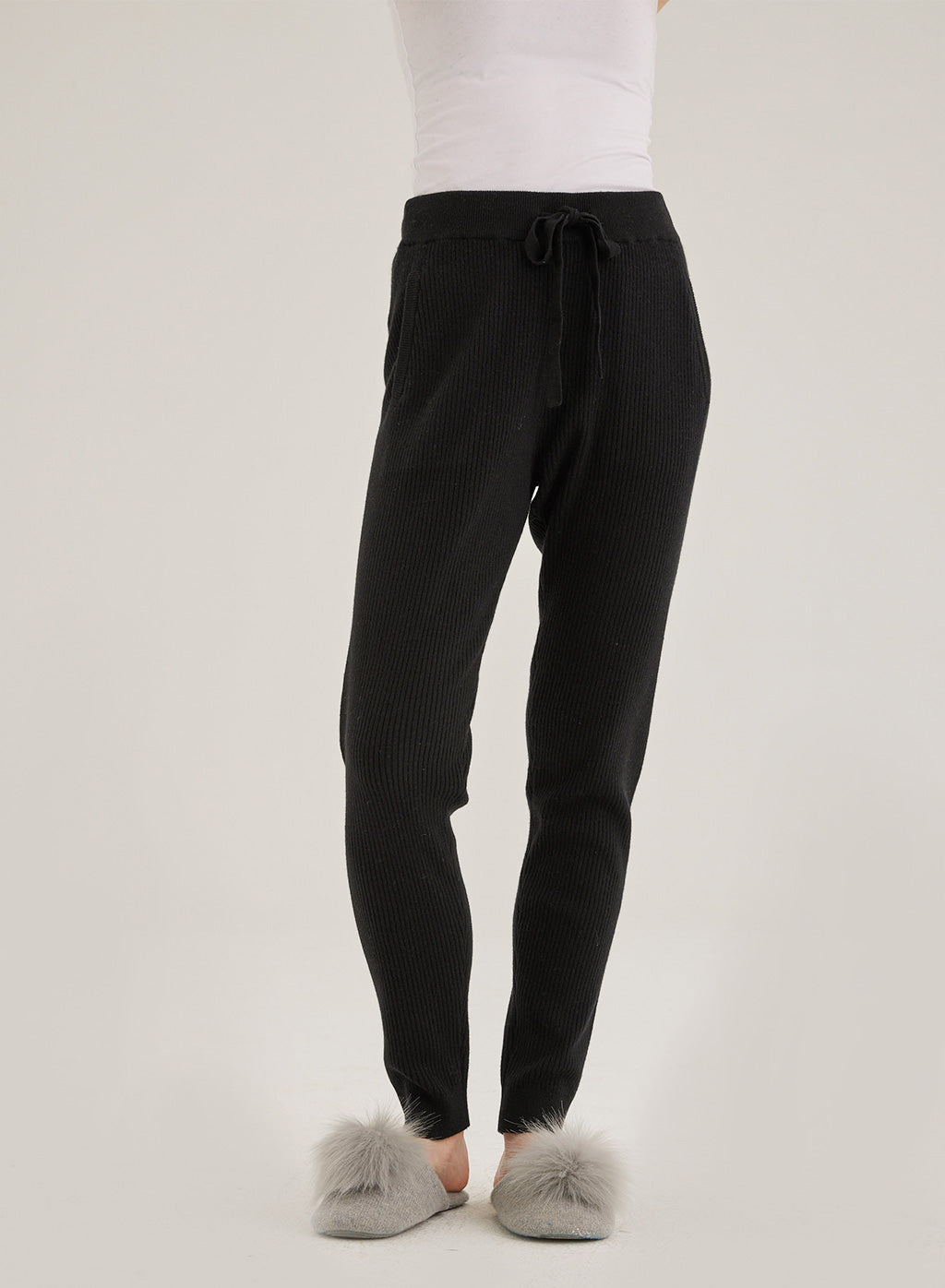 Cashmere Ribbed Drawstring Joggers