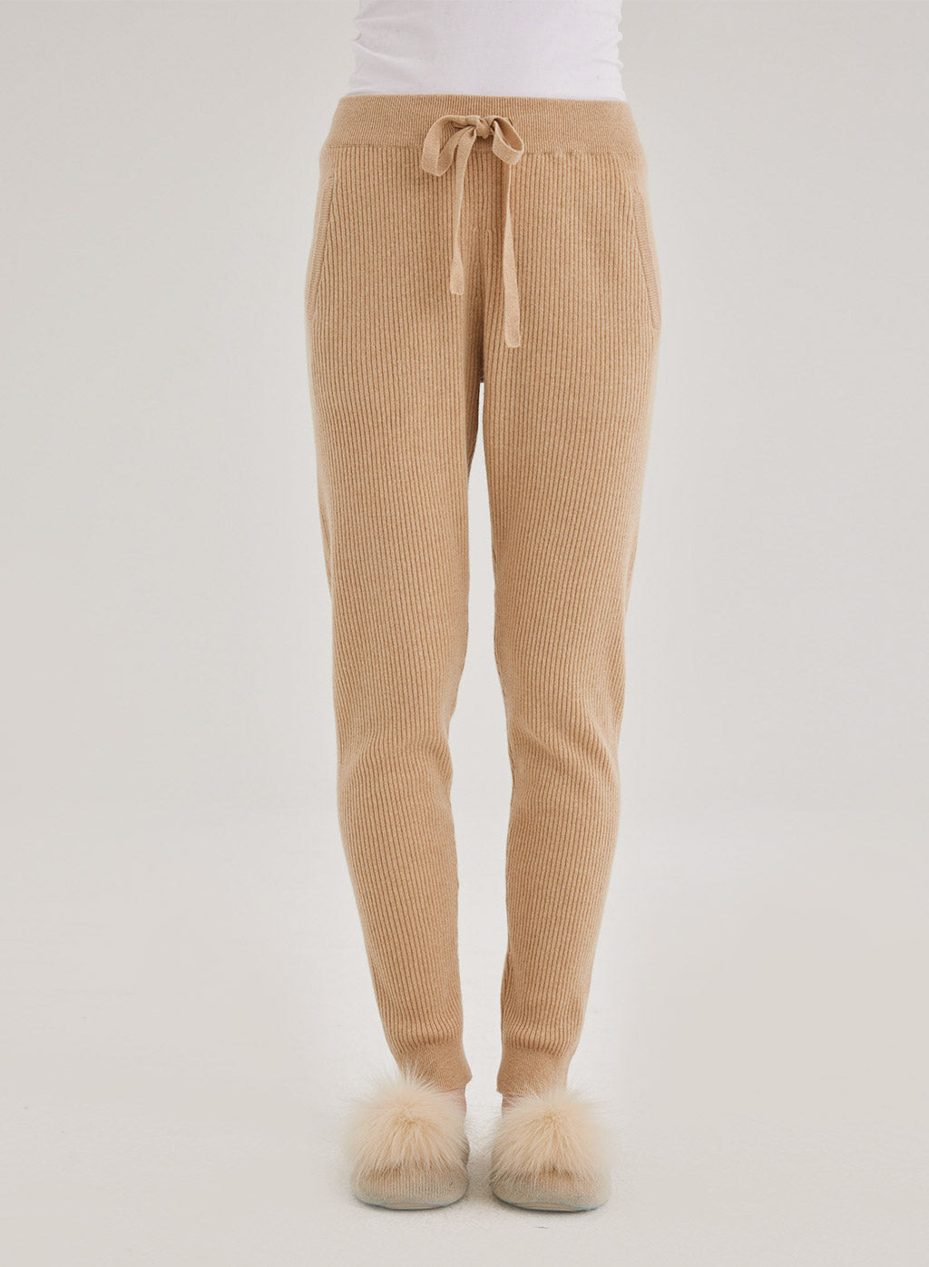 Cashmere Ribbed Drawstring Joggers