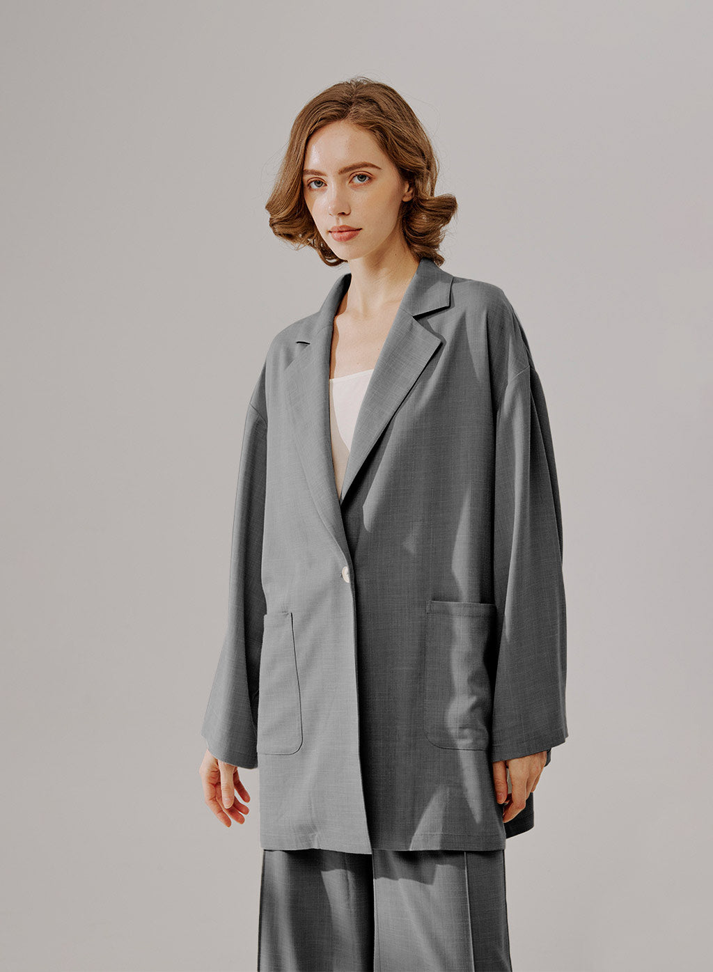 Oversized One-Button Blazer