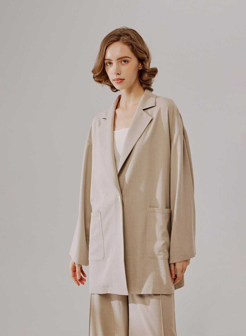 Oversized One-Button Blazer