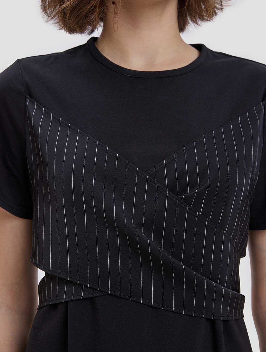 patchwork belted dress - detail -black2