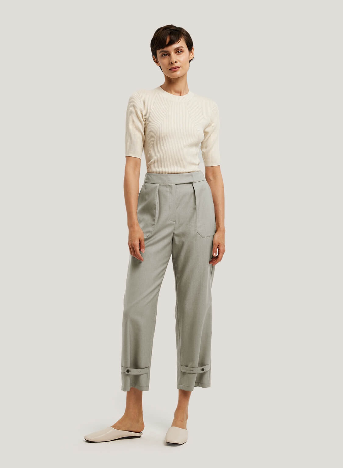 Pleat Front Wool-Blend Trouser