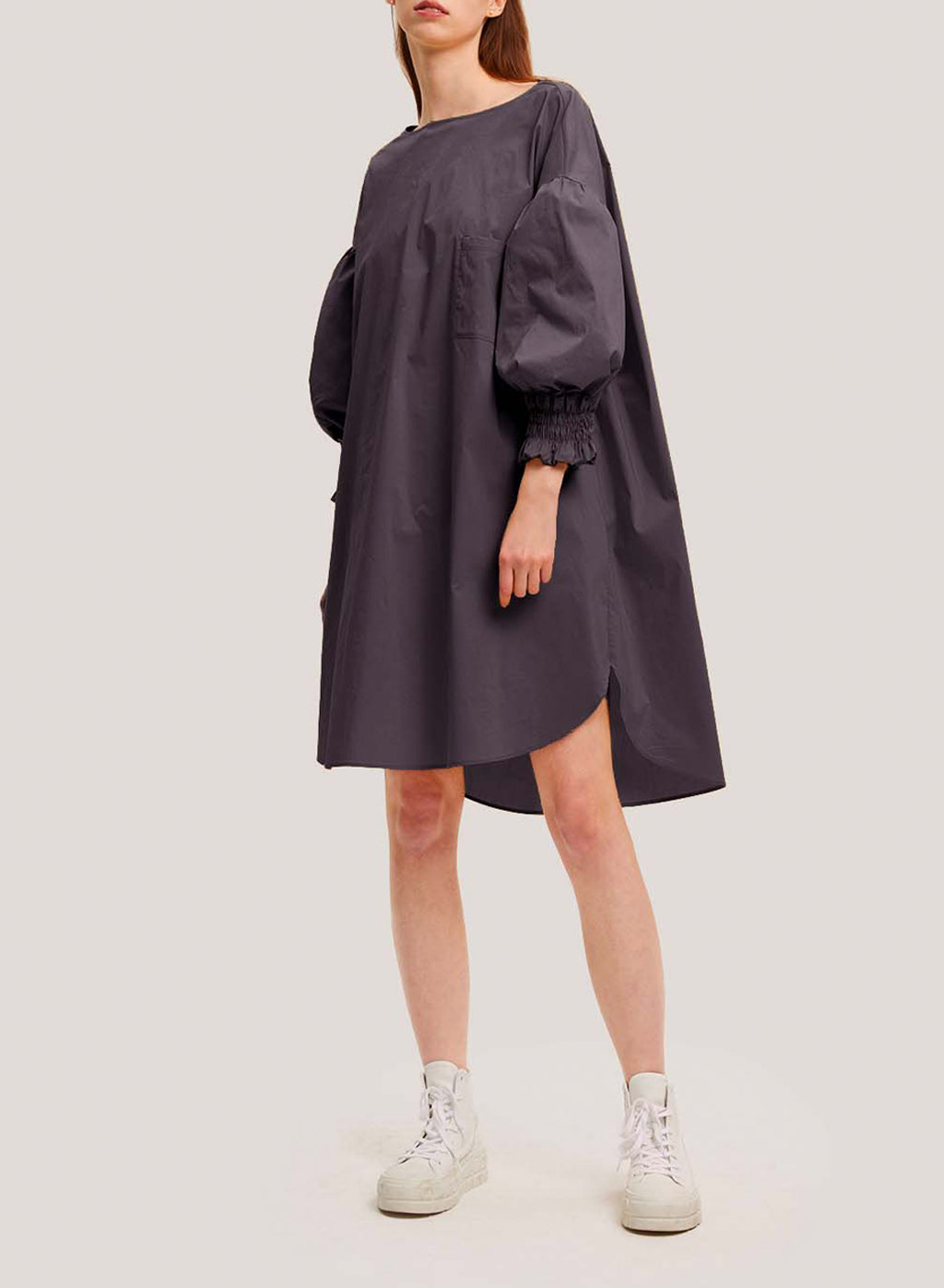 Puff-Sleeve Cotton Dress