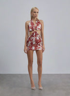 Purple Euphoria Halterneck Mini Silk Dress