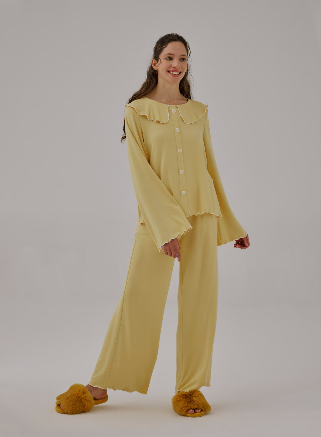 Ruffle Wide-leg Pajama Pants