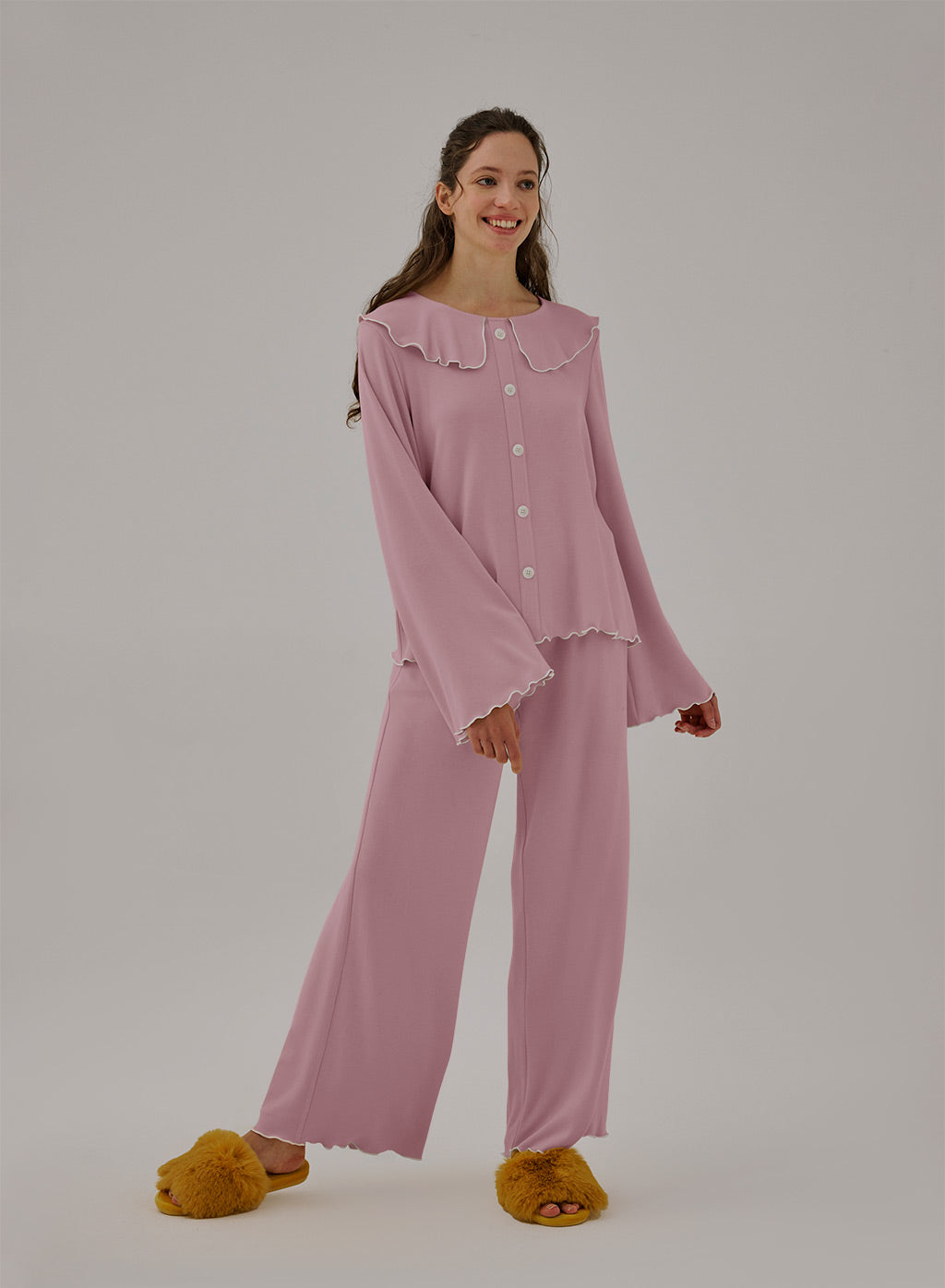 Ruffle Wide-leg Pajama Pants