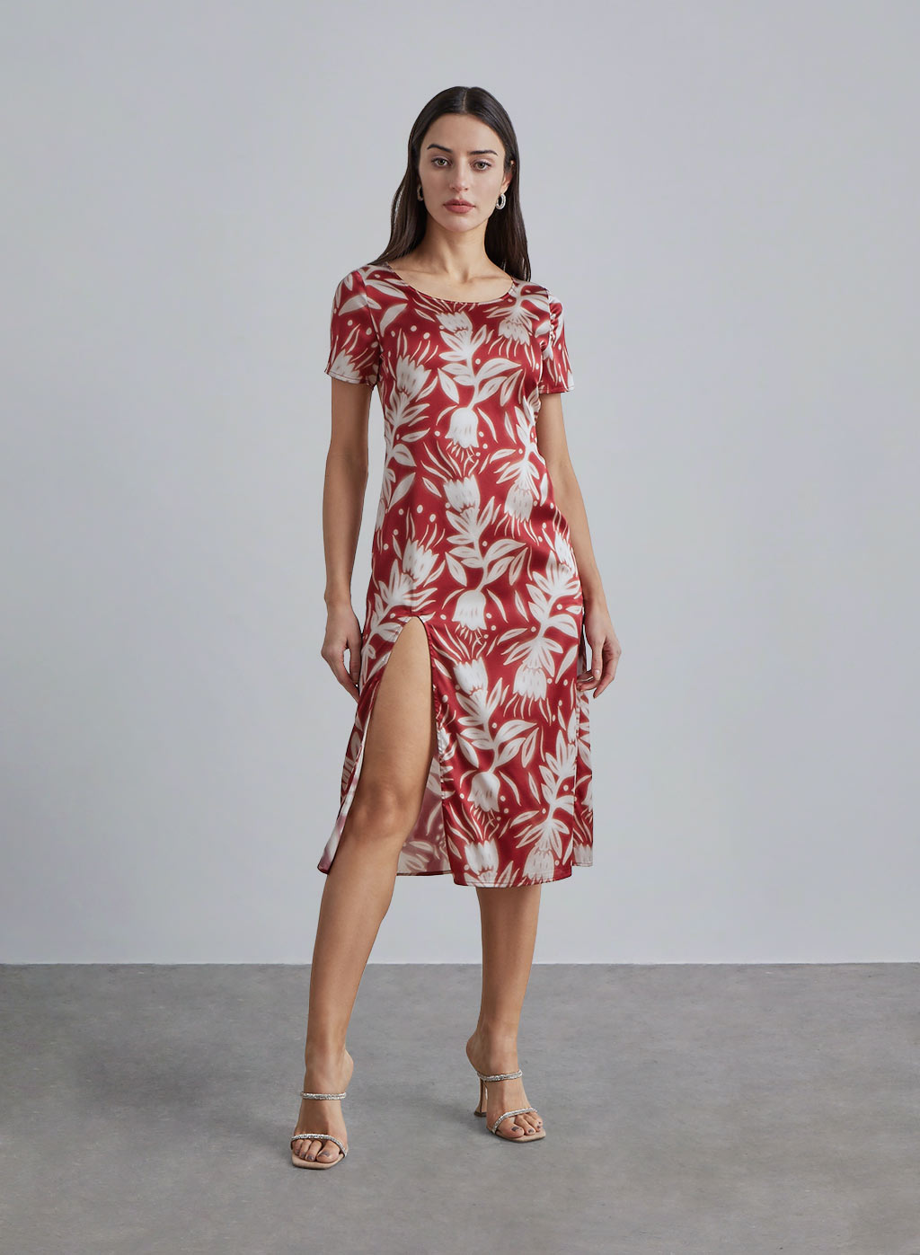 Side Slit Open Back Silk Dress