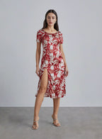 Side Slit Open Back Silk Dress