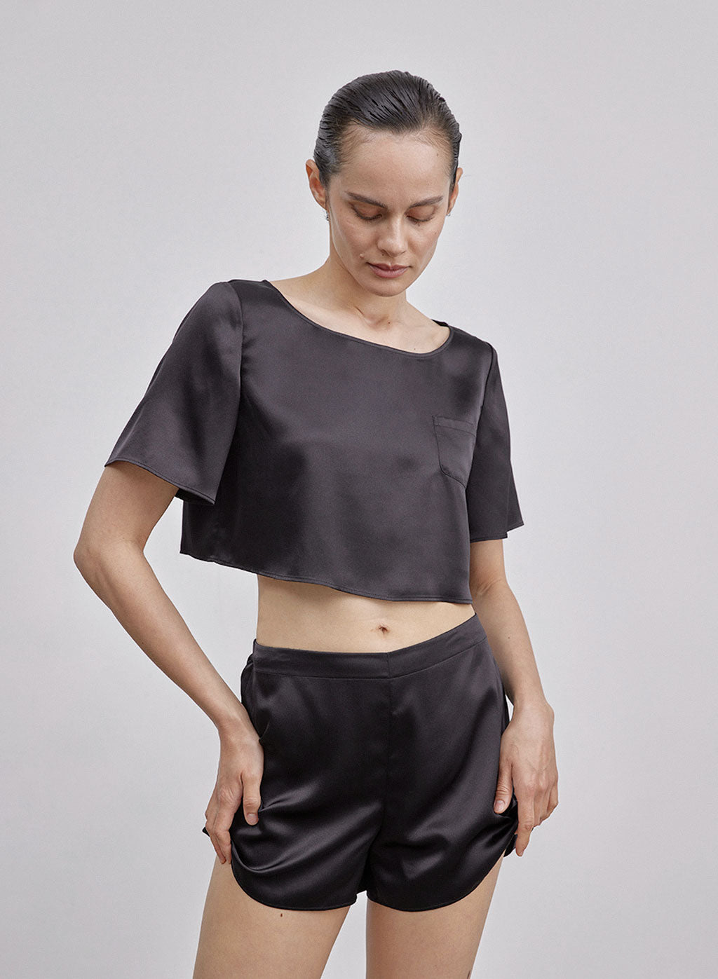 High Waist Silk Shorts