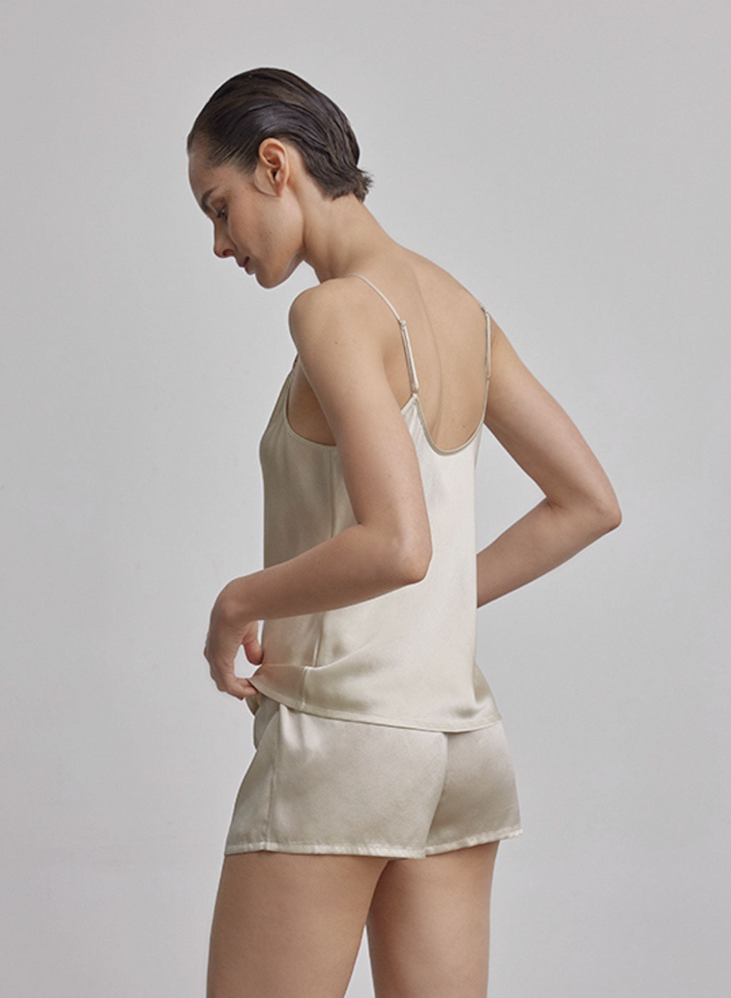 Elastic Waist Silk Shorts