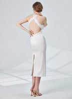 Slim Back Cross Midi Dress