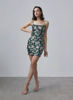 Slim-Fit Ditsy Silk Slip Dress