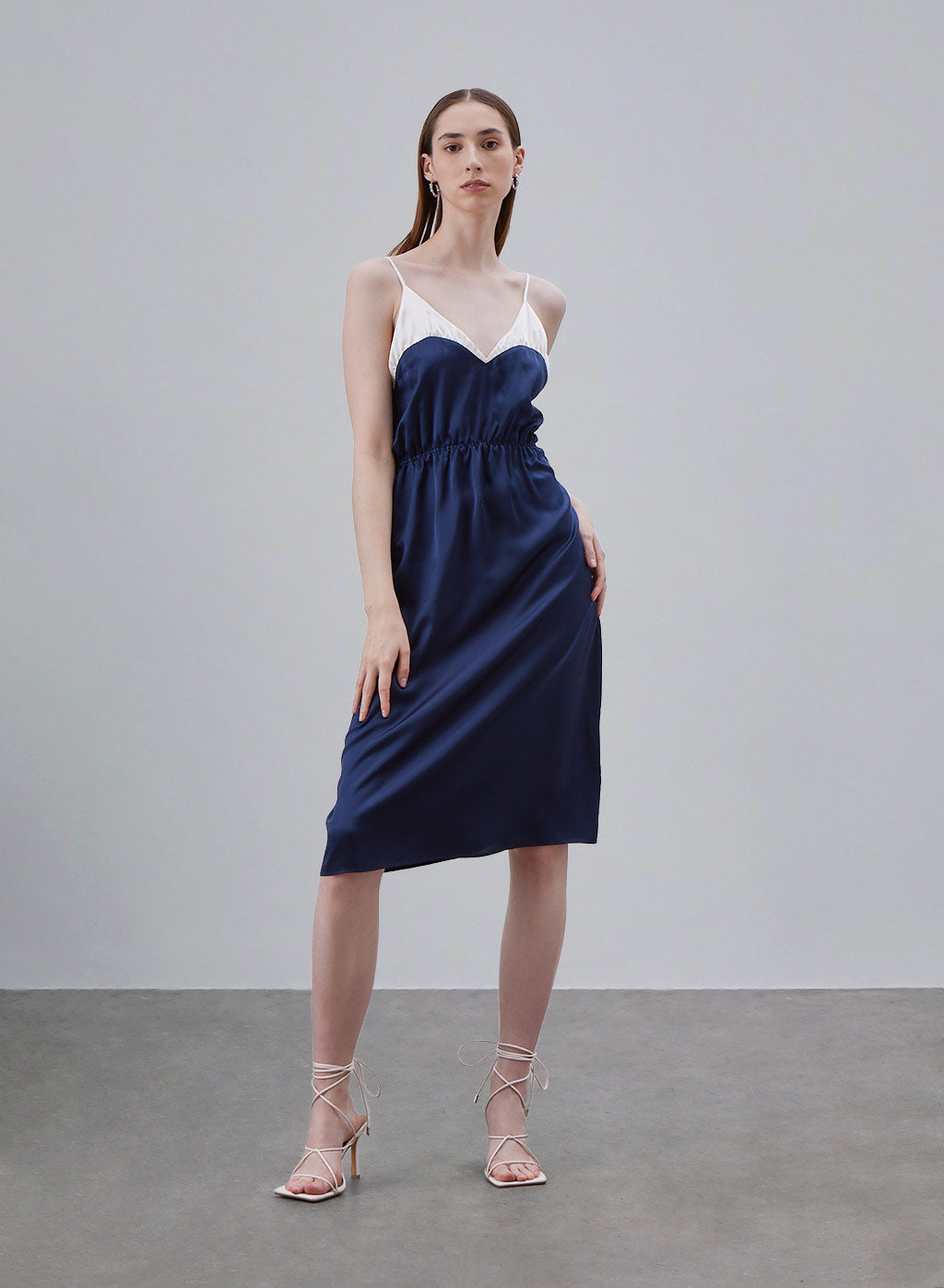 Split V-neck Tunic Silk Slip Dress