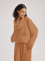 Statement Collar Cropped Pajama Top