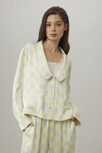 Statement Collar Cropped Pajama Top