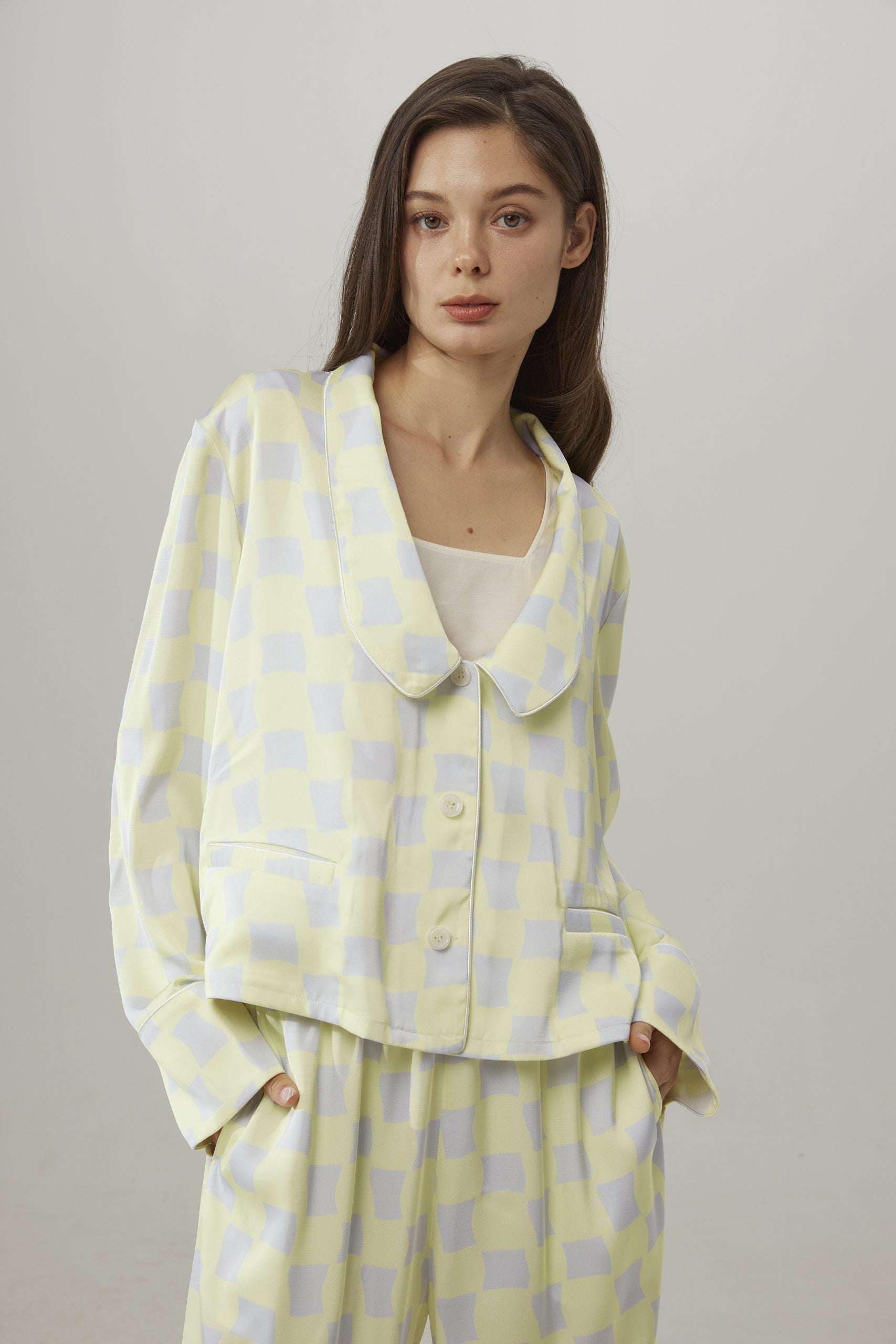 Statement Collar Cropped Pajama Top