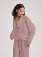 Statement Collar Cropped Pajama Top