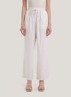 Striped Tailored Front Pleat Linen Pants
