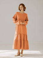 Crewneck Tiered Cotton Dress