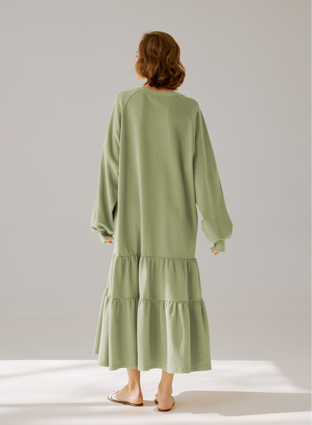 Crewneck Tiered Cotton Dress