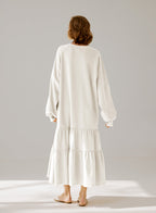 Crewneck Tiered Cotton Dress