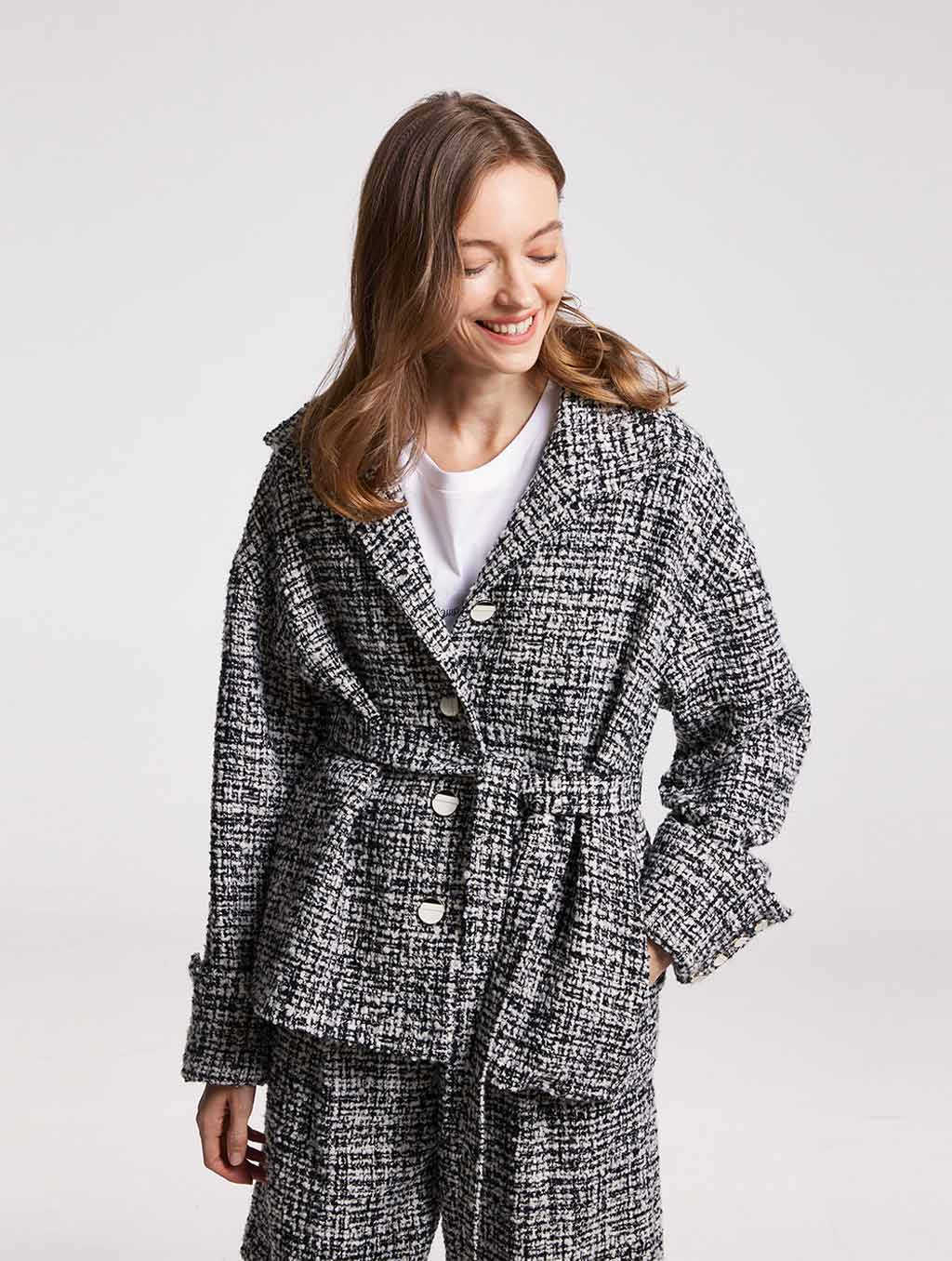 Tweed Belted Coat