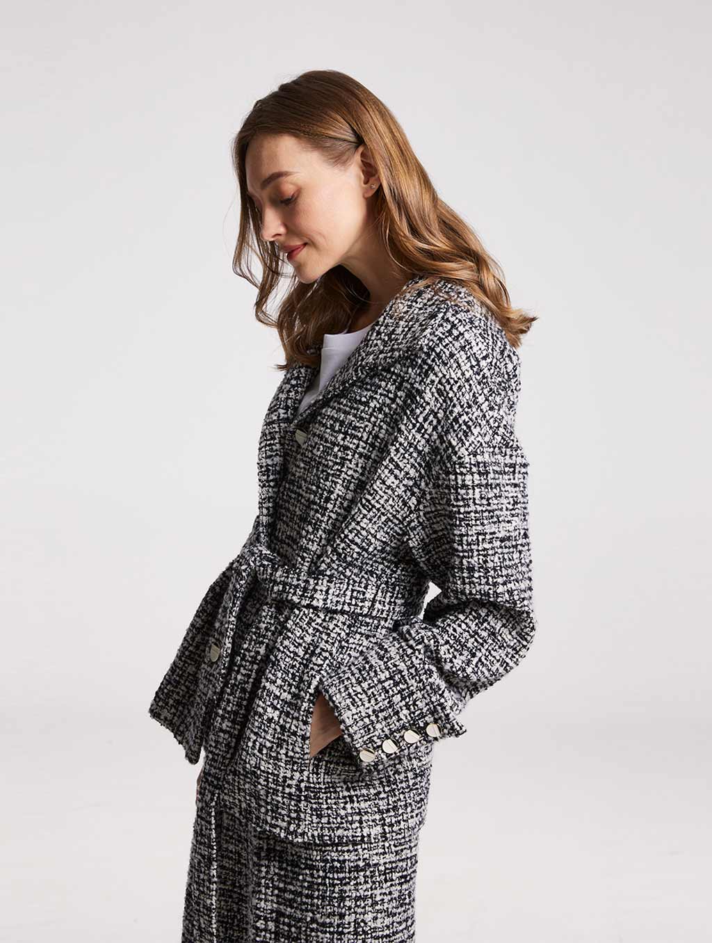 Tweed Belted Coat