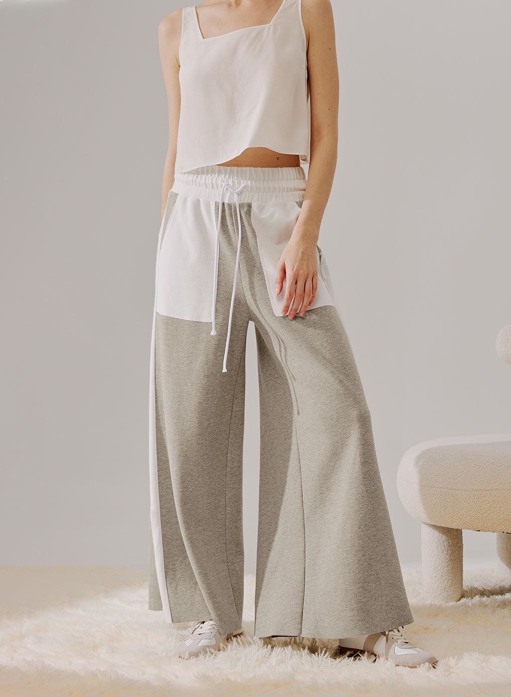 Two-Tone Wide Leg Pants