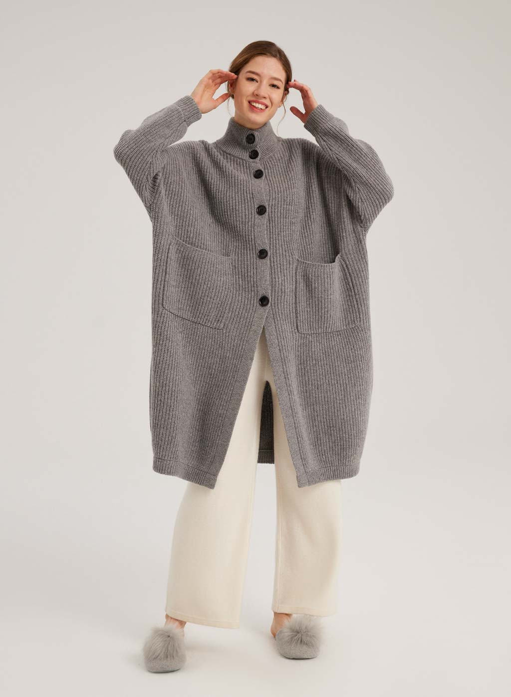 Cozy Oversized Cardigan ?¡ìC Thick Stand Collar Winter Coatigan