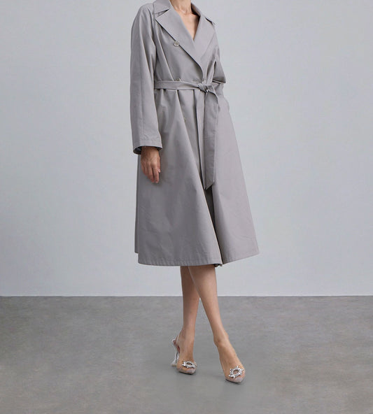 Wide Lapel Belted Trench Coat — SILK MAISON