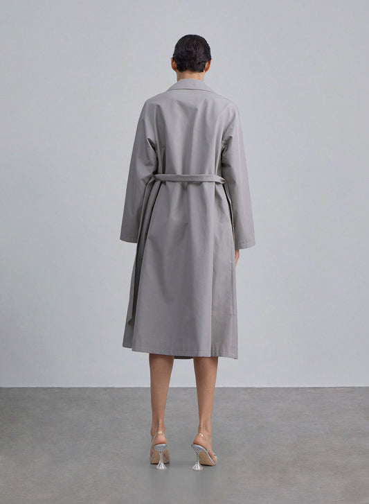 Wide Lapel Belted Trench Coat — SILK MAISON