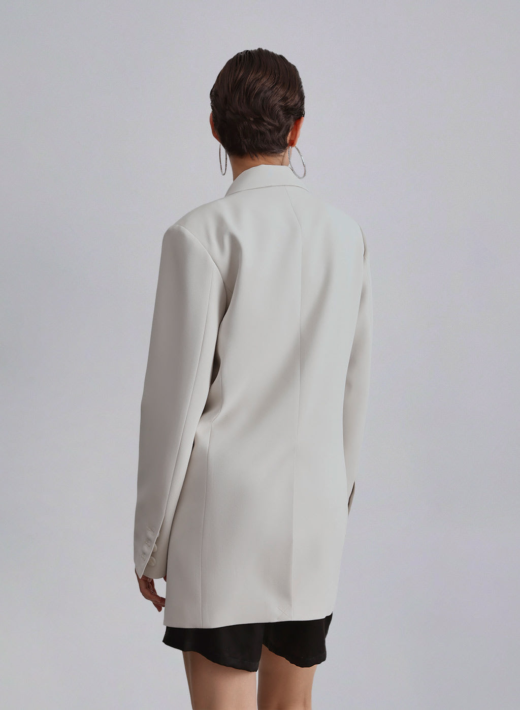 Woven Long Power Blazer — SILK MAISON