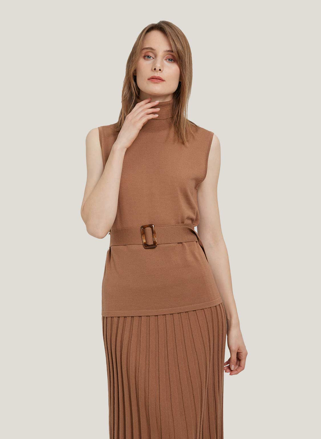 turtleneck sleeveless top