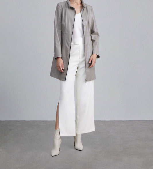 Zip Front Cinched Faux Leather Jacket