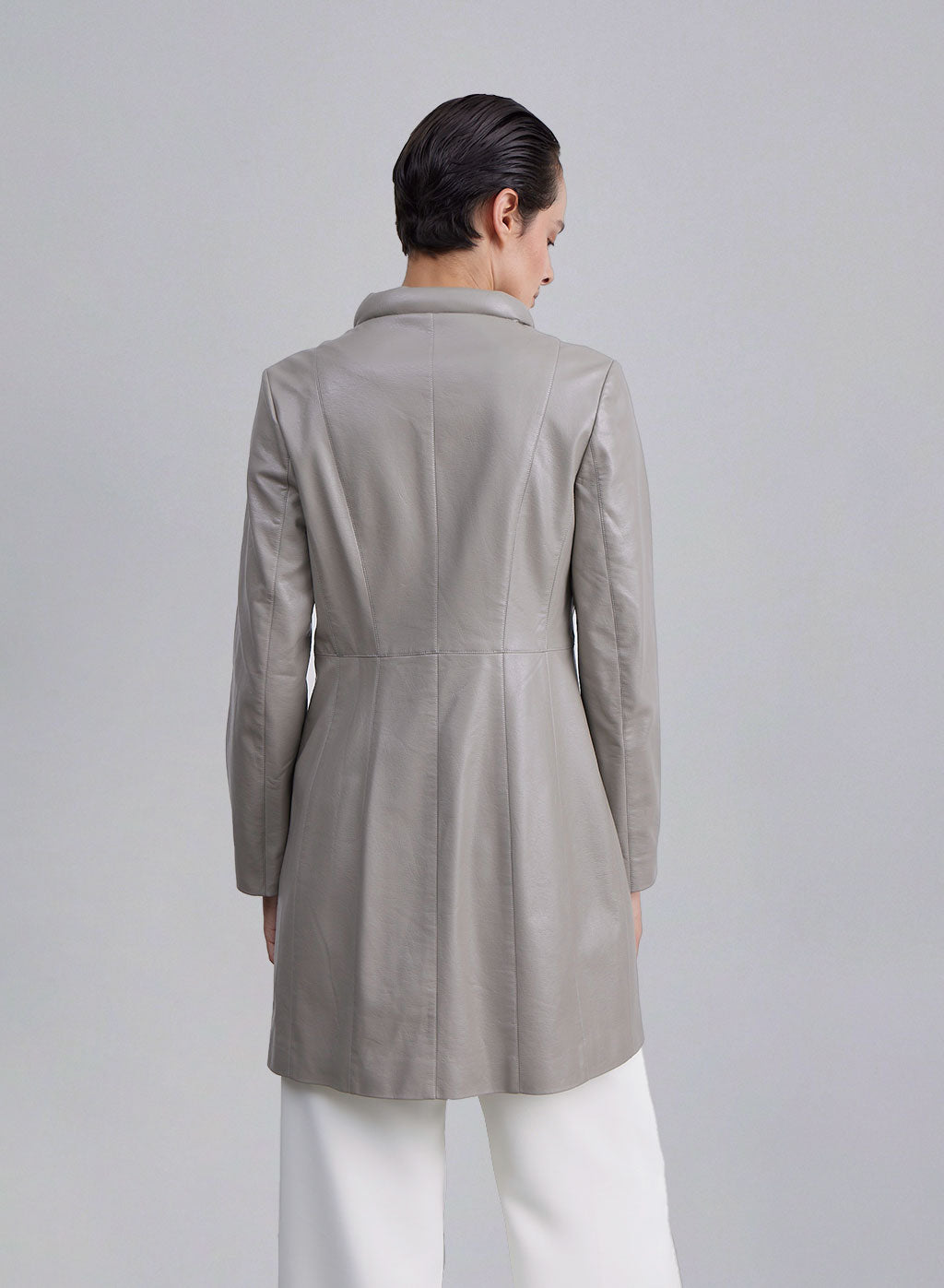 Zip Front Cinched Faux Leather Jacket