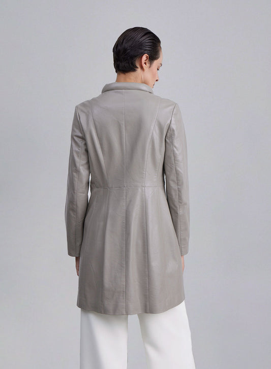 Zip Front Cinched Faux Leather Jacket