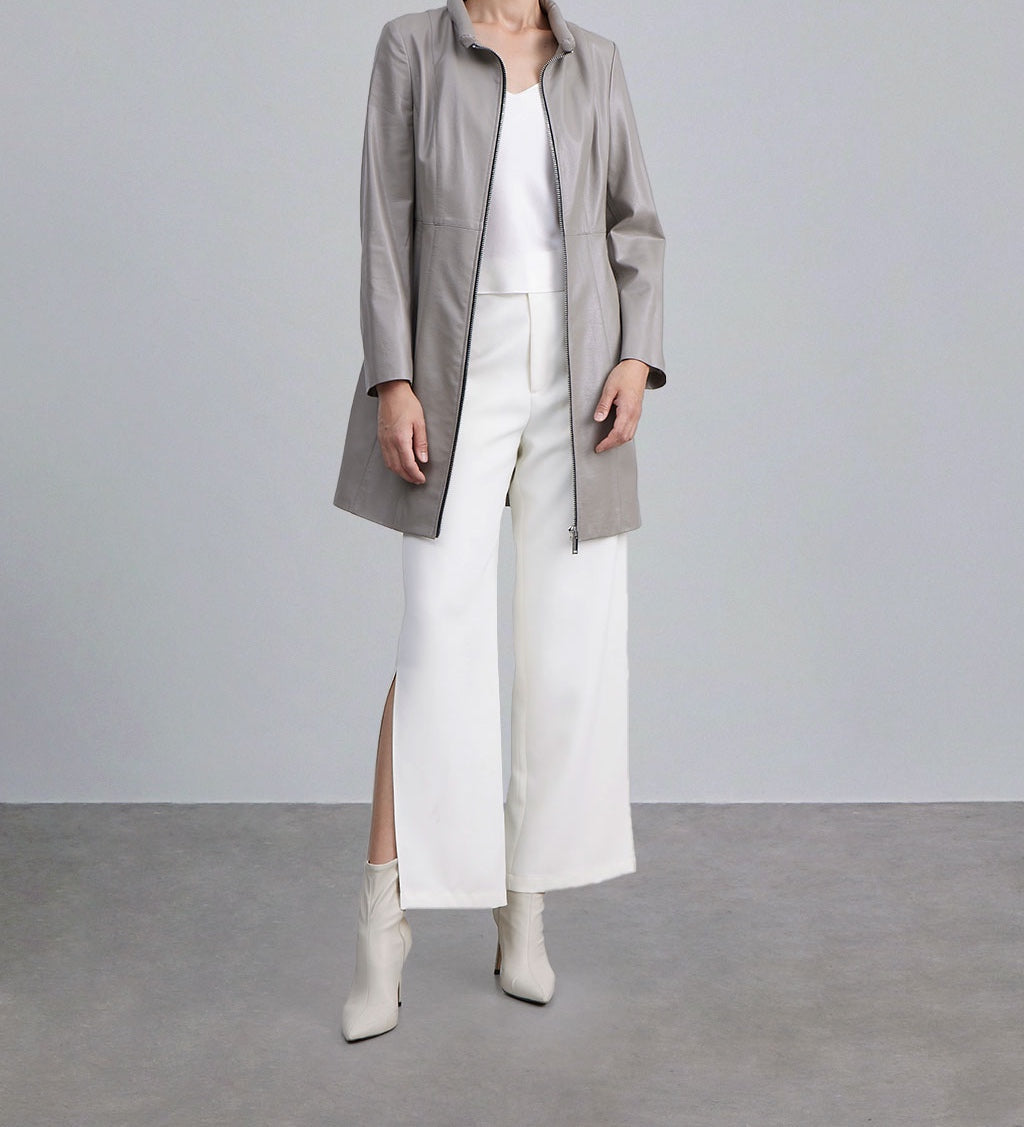 Zip Front Cinched Faux Leather Jacket