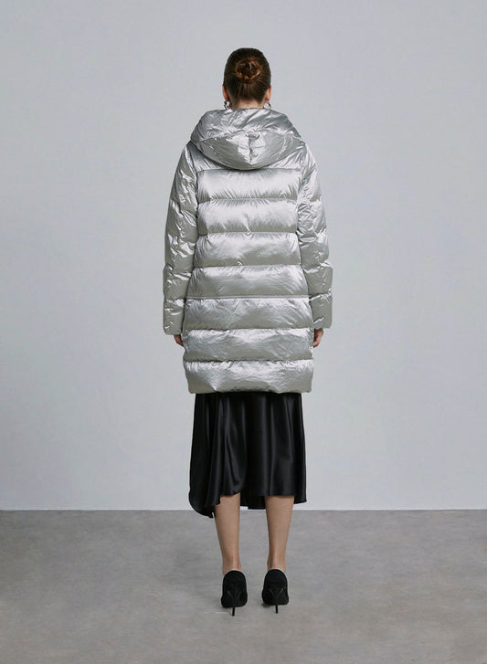 Zipped Pocket Hooded Duck Down Puffer